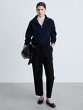 Mango Fluido Drawstring Waist Trousers, Black