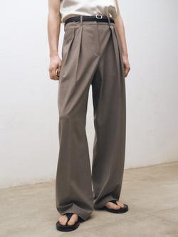 Mango Iris Wool Blend Tailored Trousers, Medium Brown