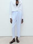 Mango Linen Trousers, Pastel Blue