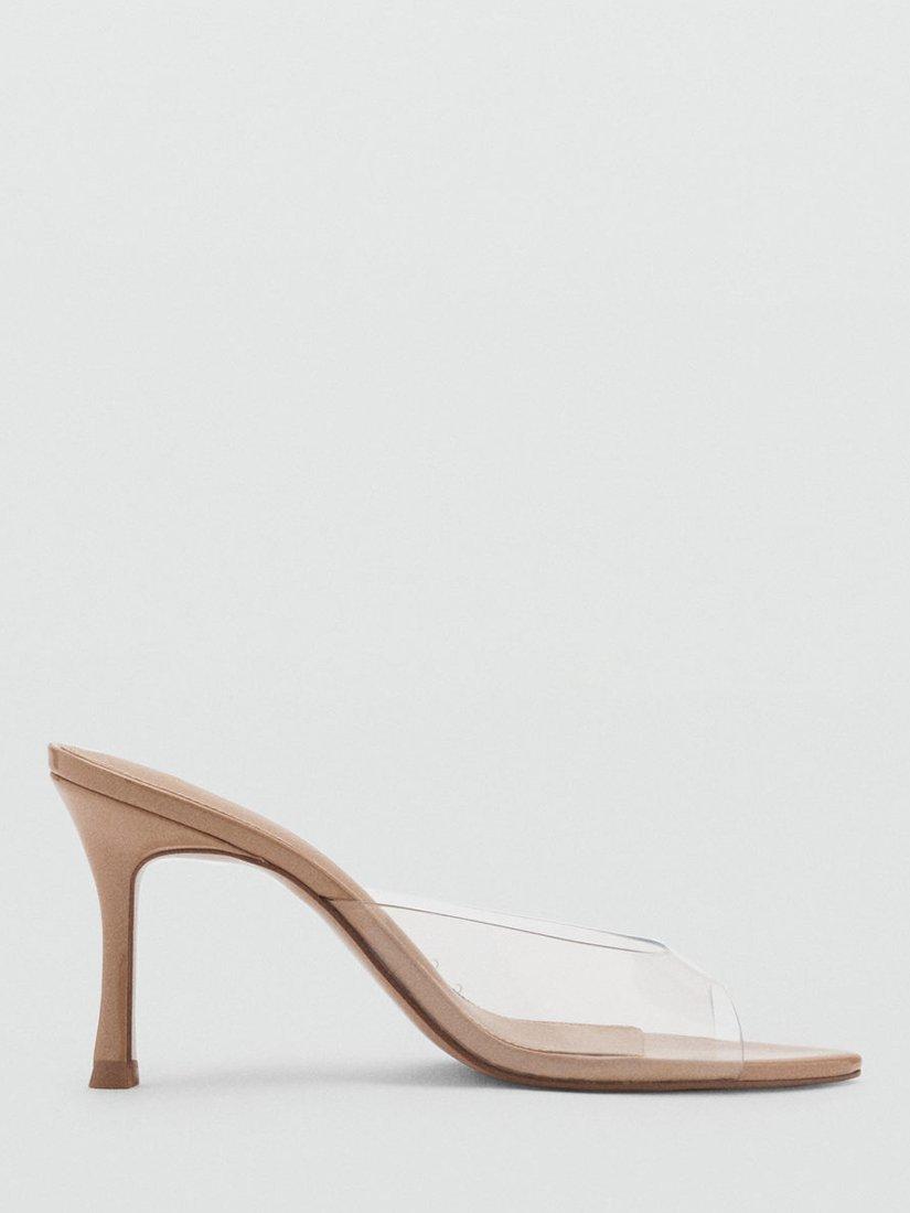 Mango Buona Heeled Mules, Beige