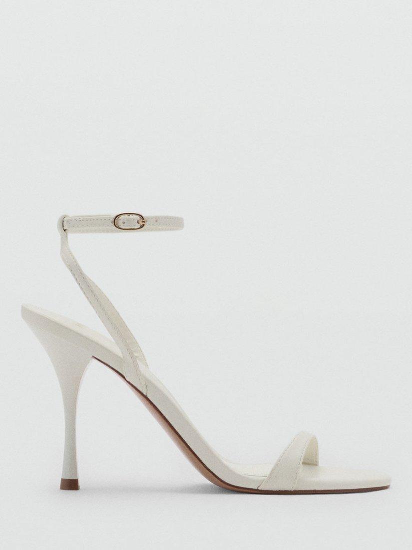 Mango Rose Square Heeled Sandals, Ecru