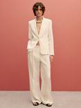 Mango Boreli Pure Linen Blazer, Natural White