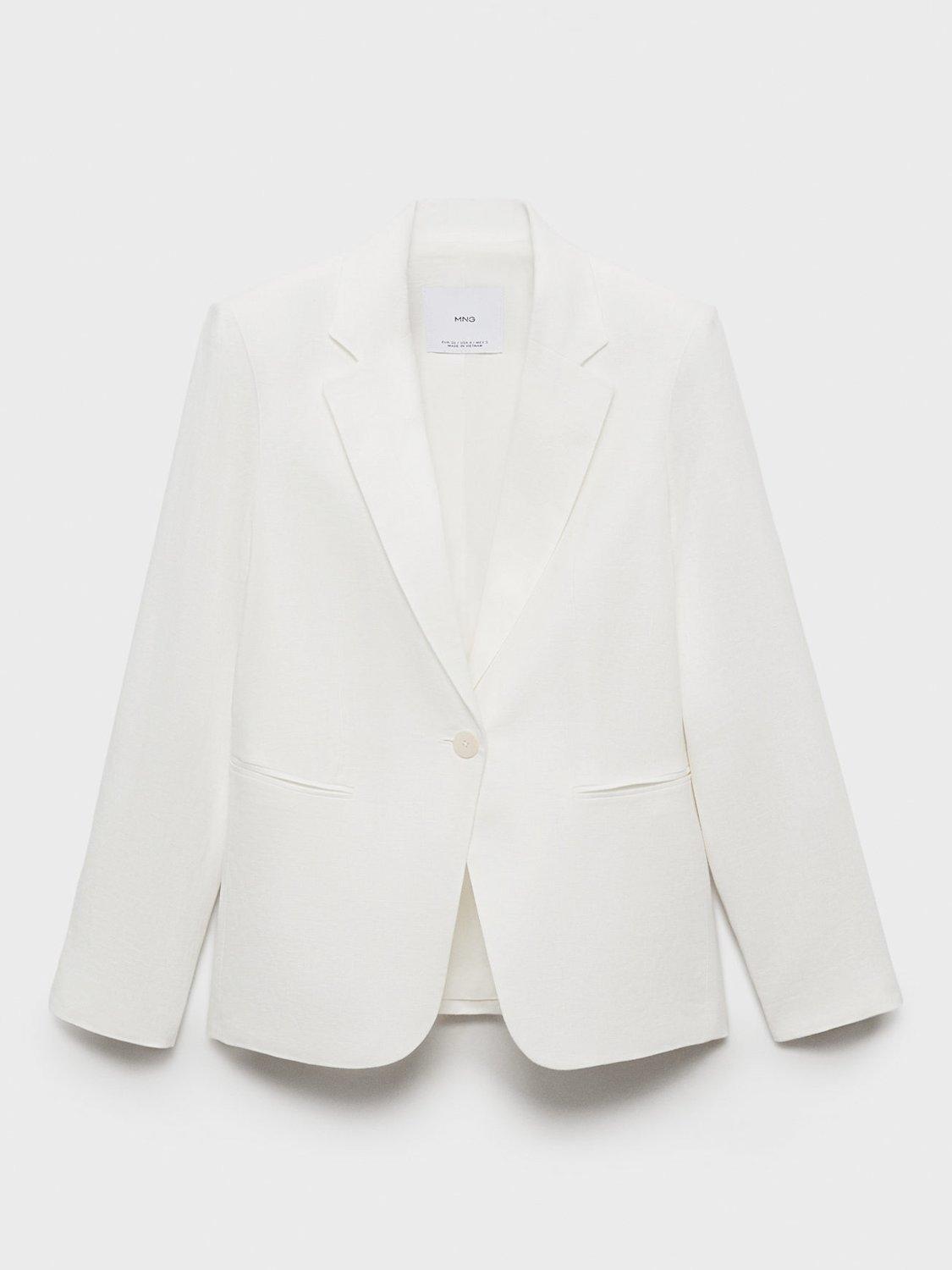 Product image 3 of 7, which shows Mango Boreli Pure Linen Blazer, Natural White, 10