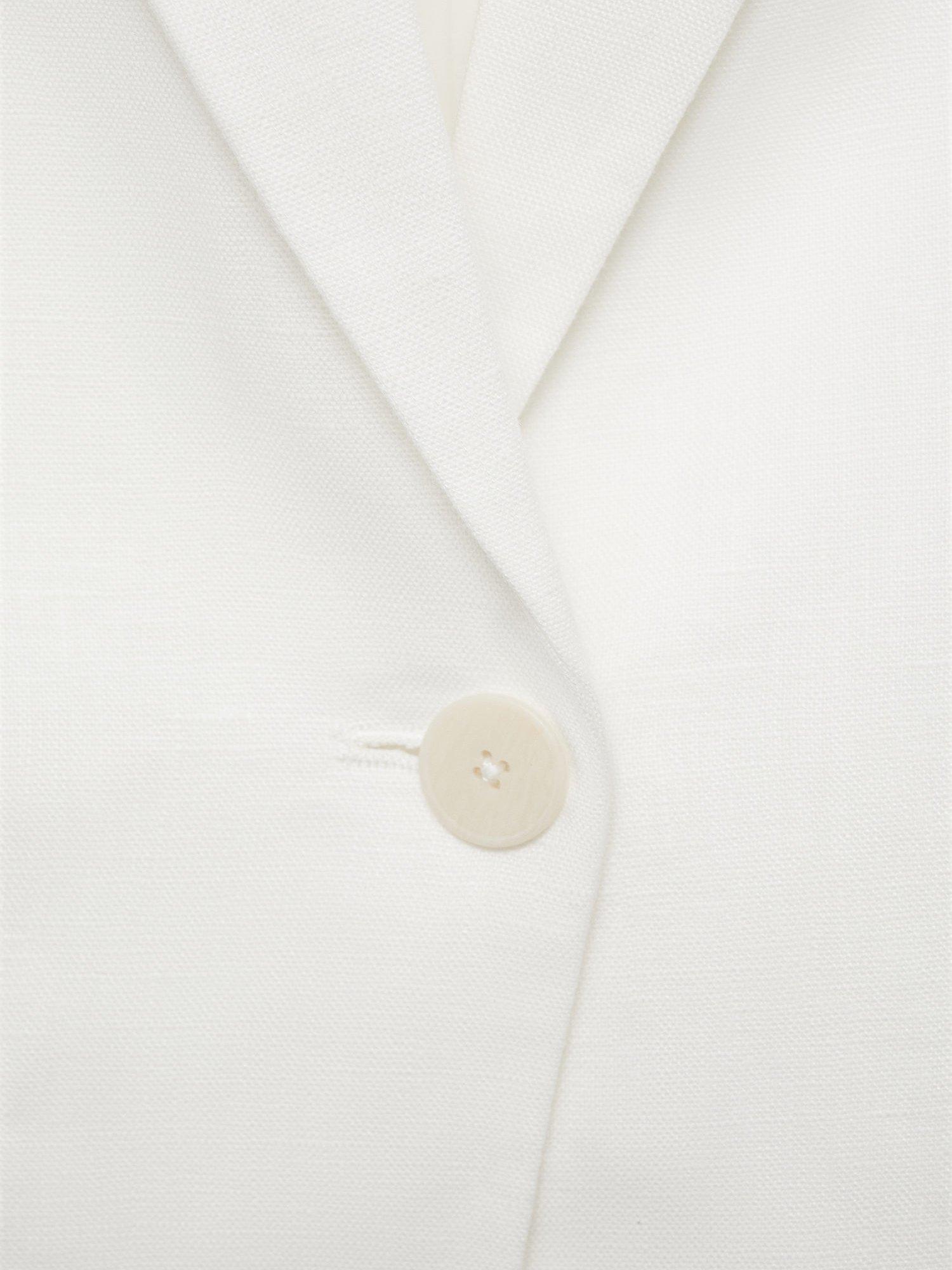 Product image 7 of 7, which shows Mango Boreli Pure Linen Blazer, Natural White, 10