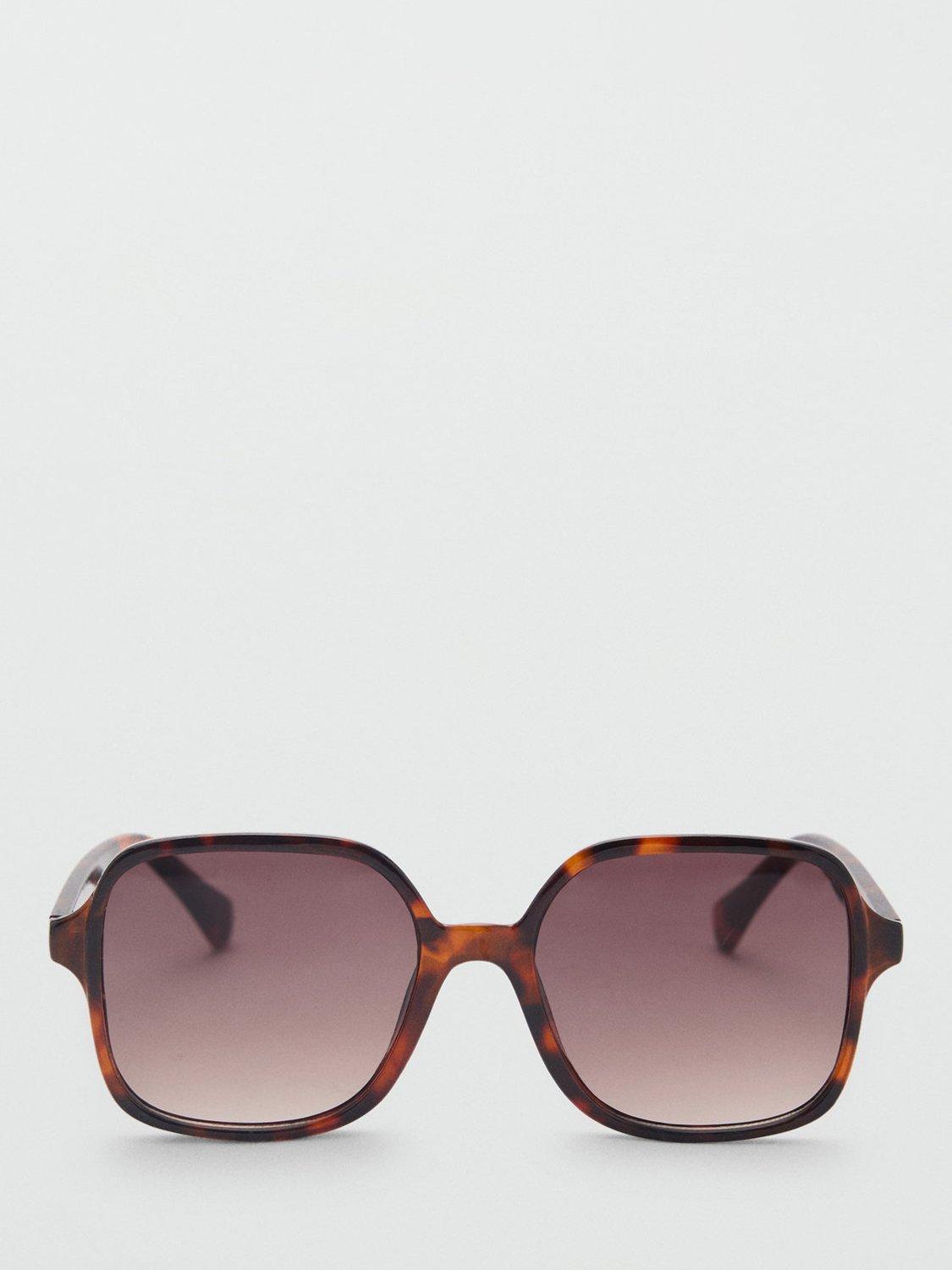Mango Women's Square Sunglasses, Dark Brown