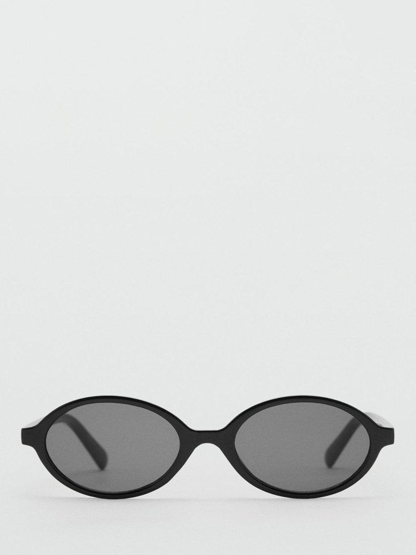 Mango Women's Oval Sunglasses, Black