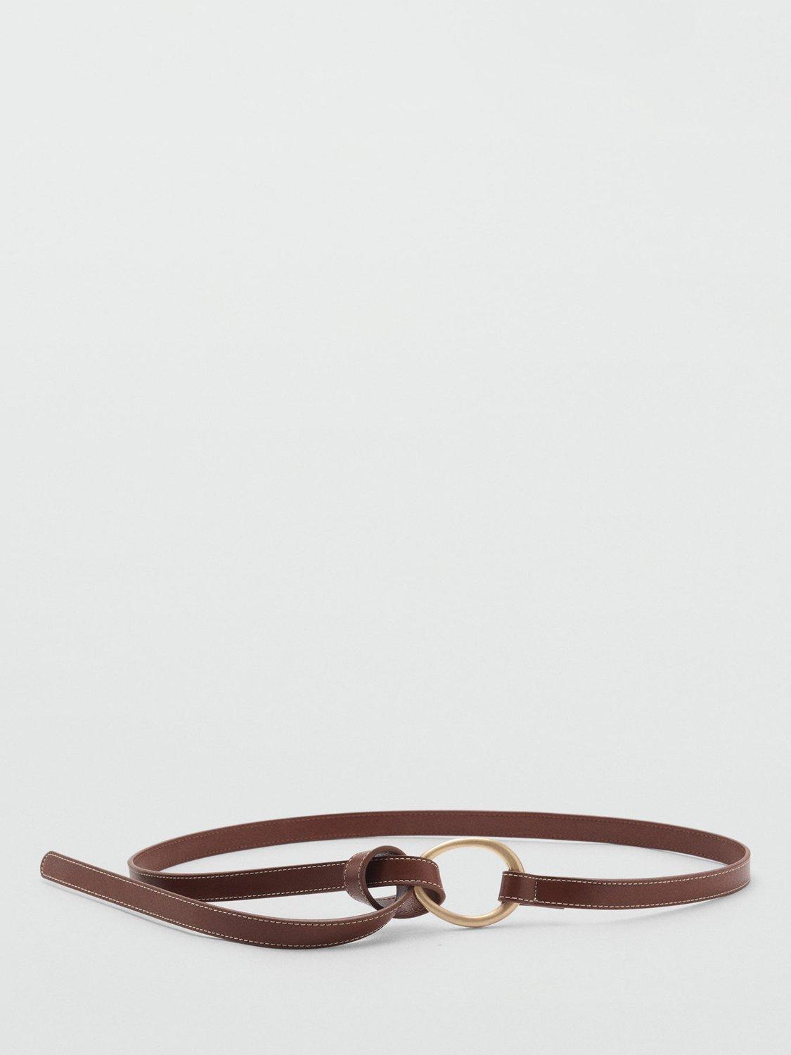 Mango Rinky Oval Slim Belt, Brown