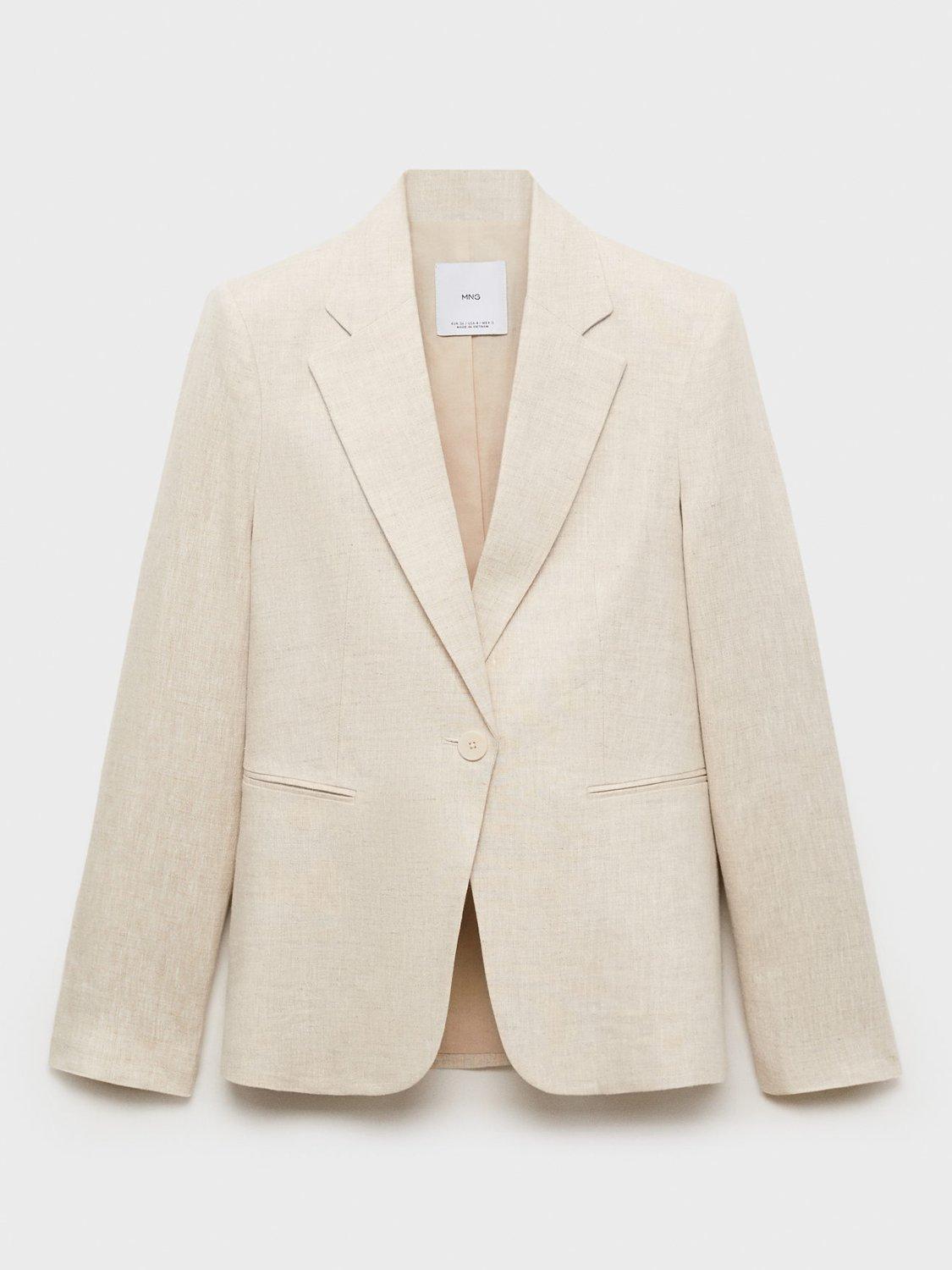 Product image 3 of 8, which shows Mango Boreli Pure Linen Blazer, Off White, 6