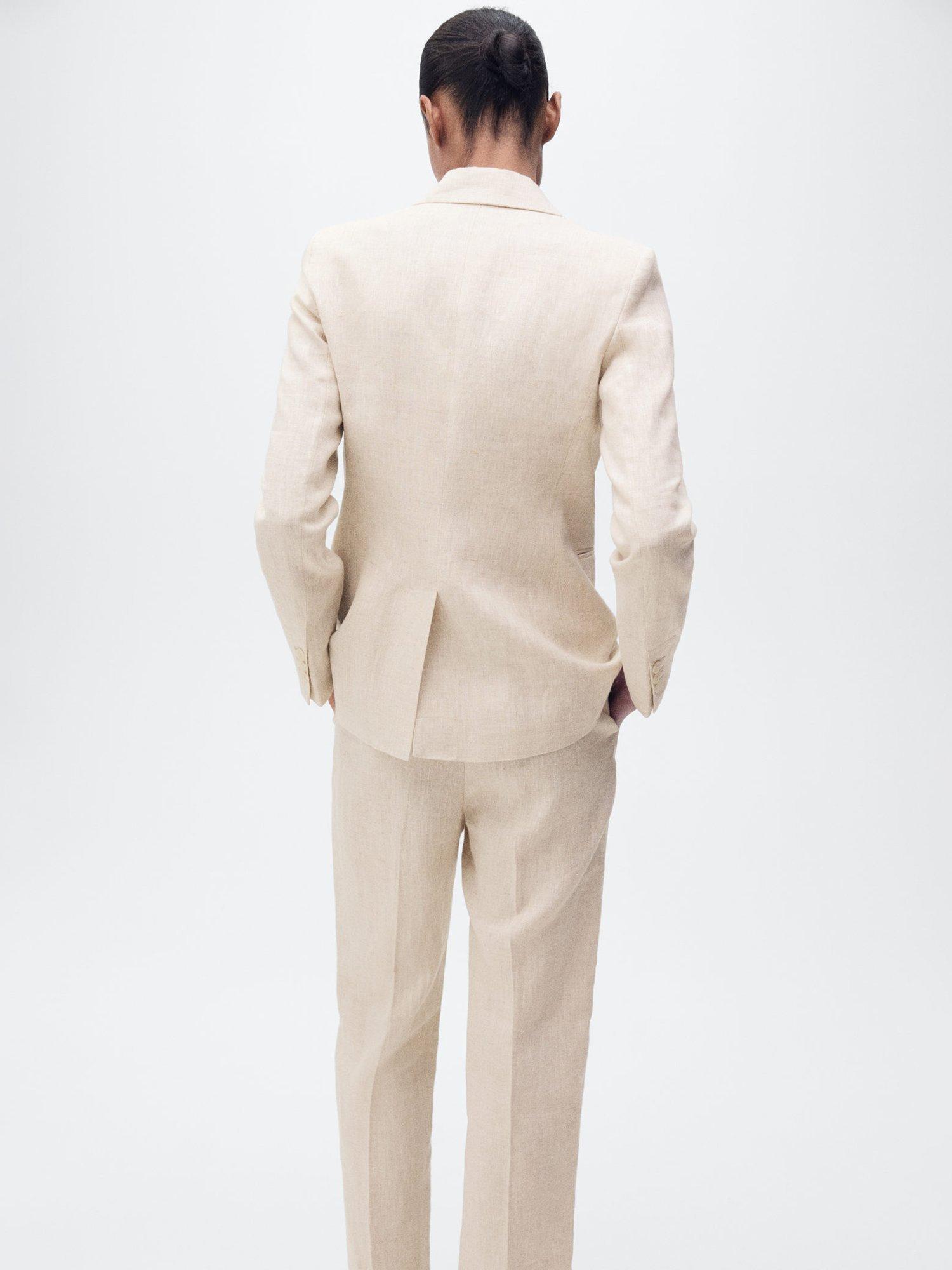 Product image 4 of 8, which shows Mango Boreli Pure Linen Blazer, Off White, 6