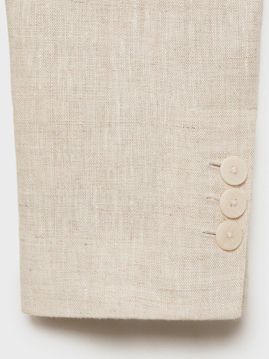 Product image 5 of 8, which shows Mango Boreli Pure Linen Blazer, Off White, 6