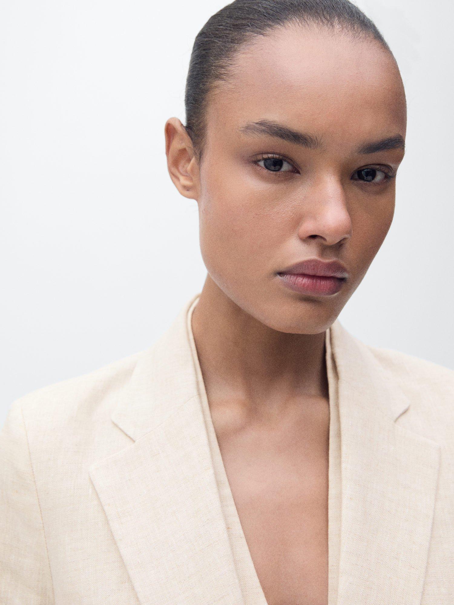 Product image 6 of 8, which shows Mango Boreli Pure Linen Blazer, Off White, 6