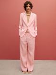 Mango Boreli Pure Linen Blazer, Pale Pink
