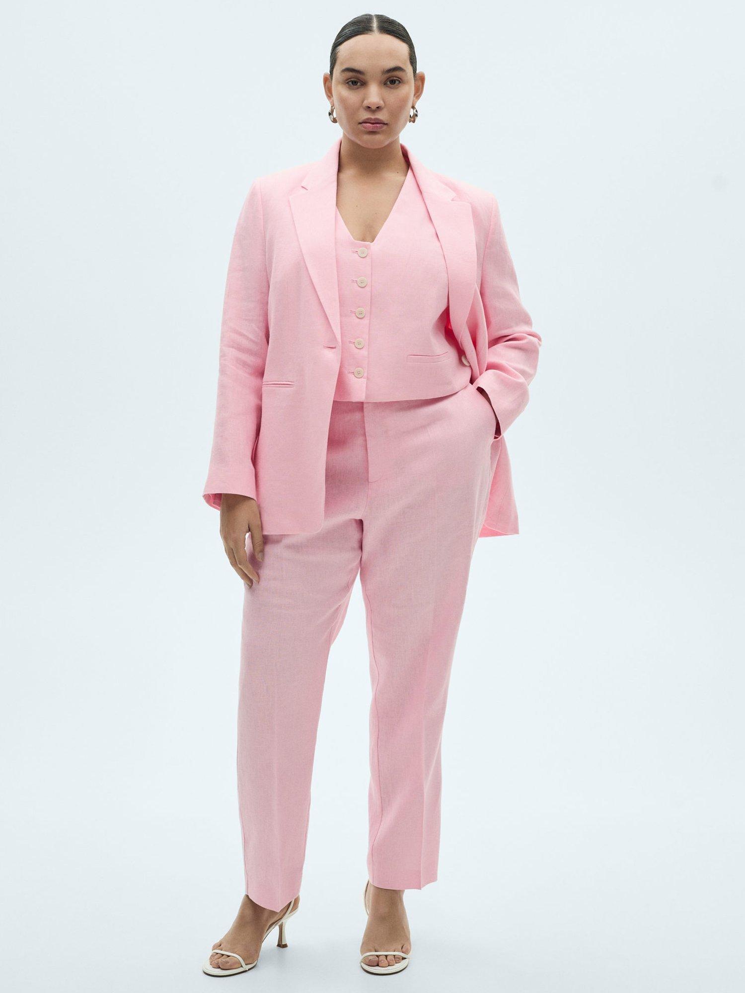 Product image 8 of 9, which shows Mango Boreli Pure Linen Blazer, Pale Pink, 8