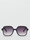 Mango Women's Square Sunglasses, Black