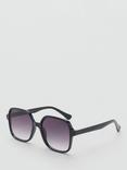 Mango Women's Square Sunglasses, Black
