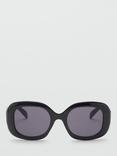Mango Women's Square Sunglasses, Black