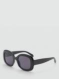 Mango Women's Square Sunglasses, Black