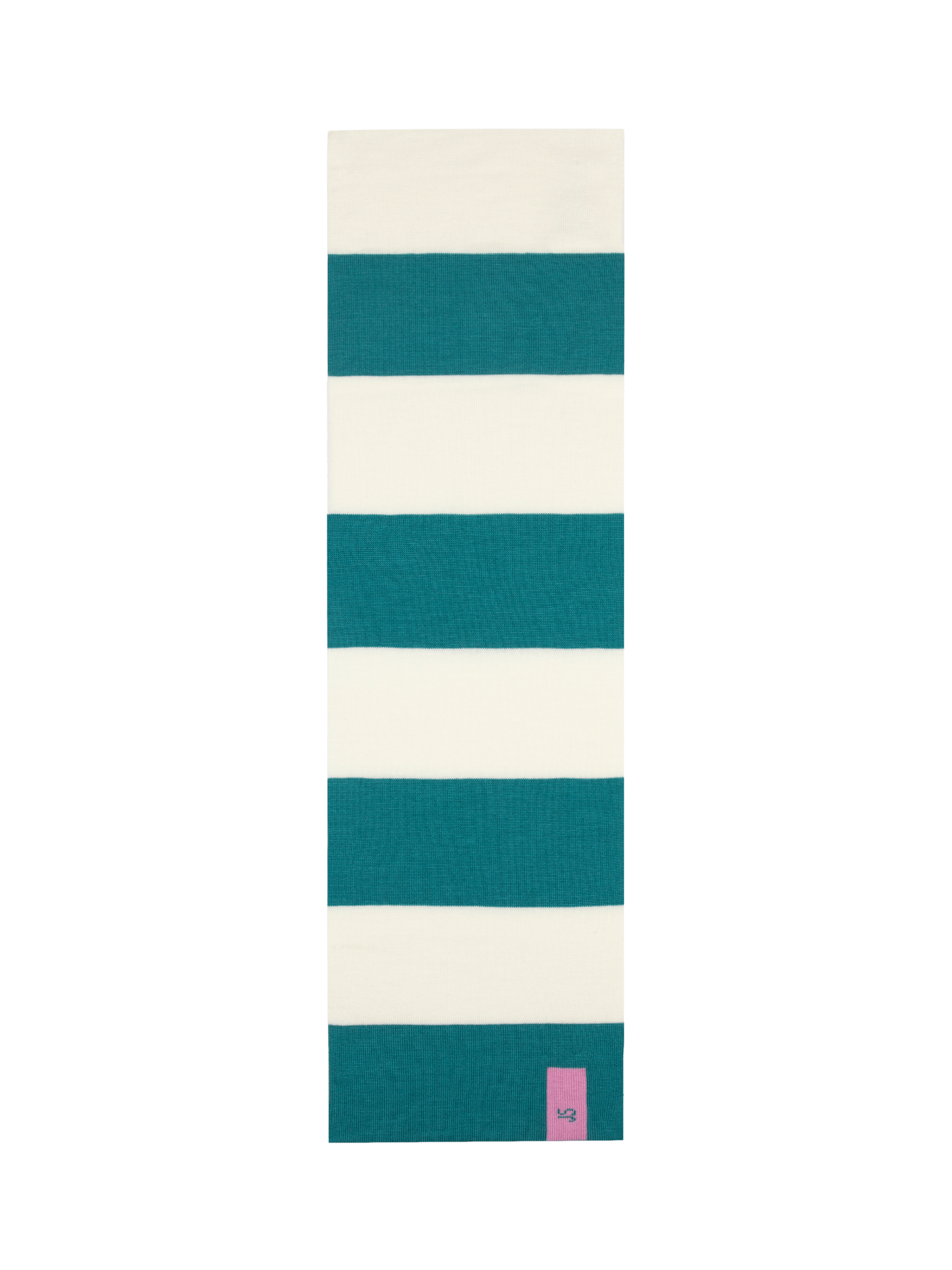Product image 3 of 4, which shows John Smedley Merino Wool Stripe Scarf, Ocean Teal/Snow White