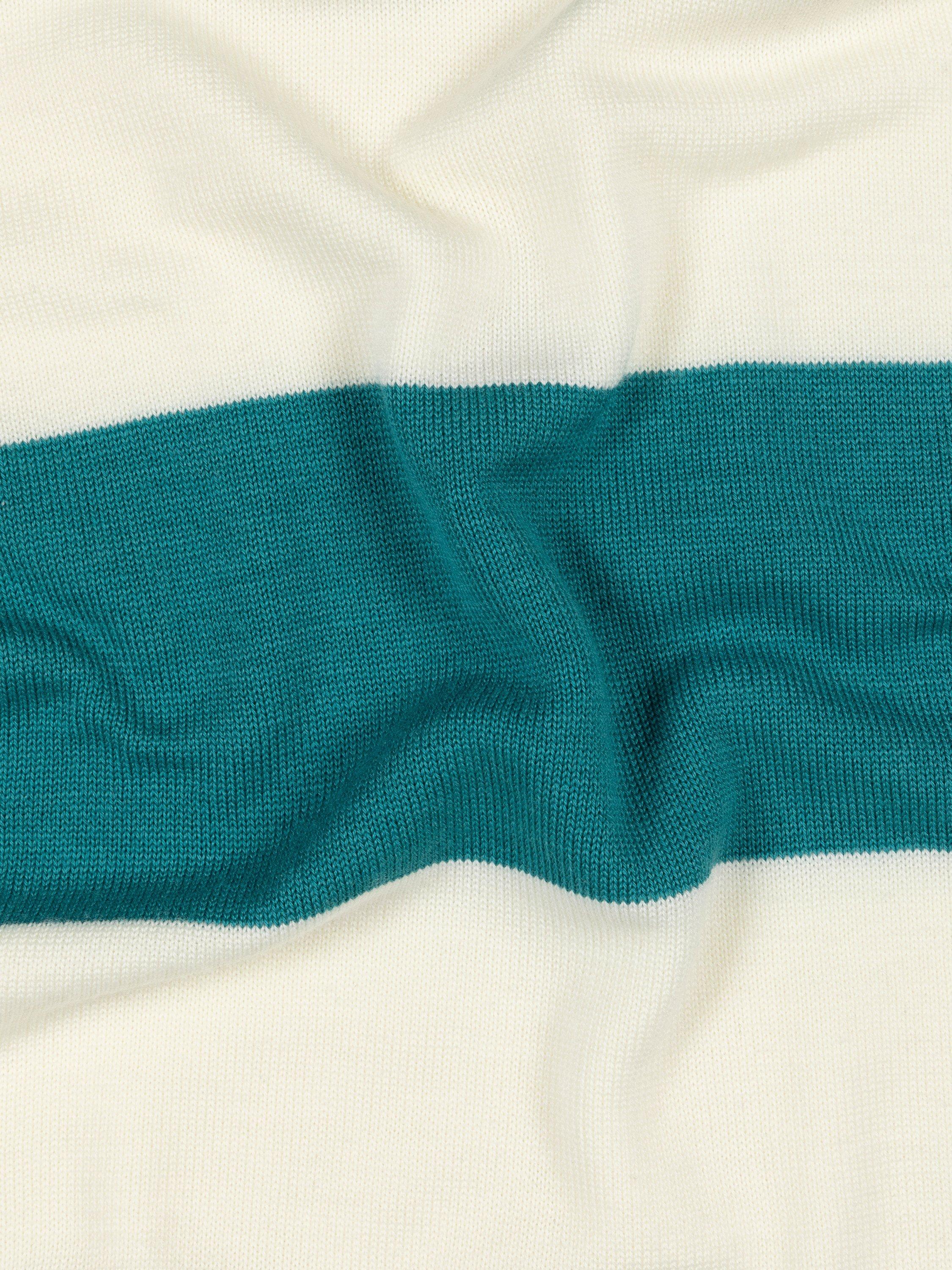 Product image 4 of 4, which shows John Smedley Merino Wool Stripe Scarf, Ocean Teal/Snow White