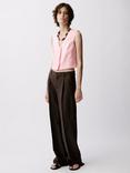Mango Boreli Linen Waistcoat, Pastel Pink