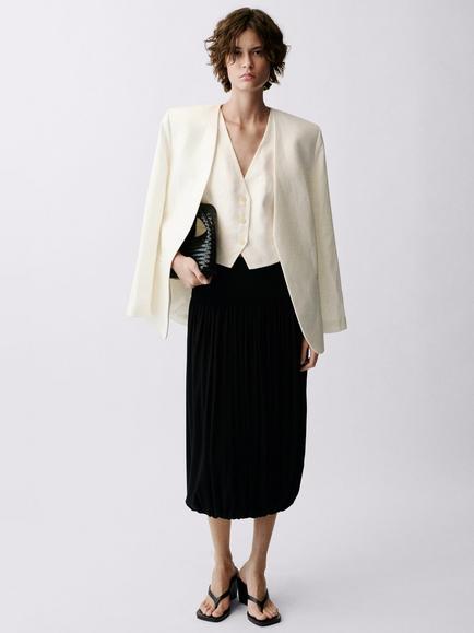 Mango Boreli Linen Waistcoat - view 2, Natural White