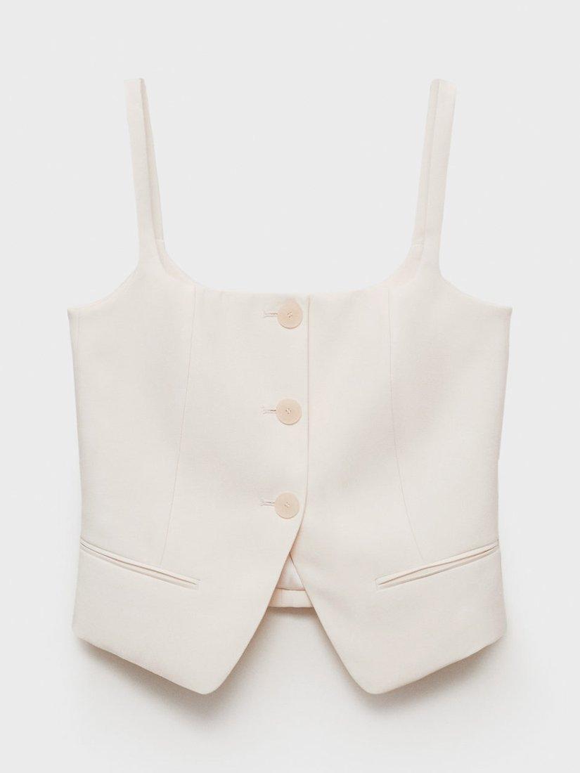 Product image 3 of 7, which shows Mango Tempo Waistcoat Top, Light Beige, XXL