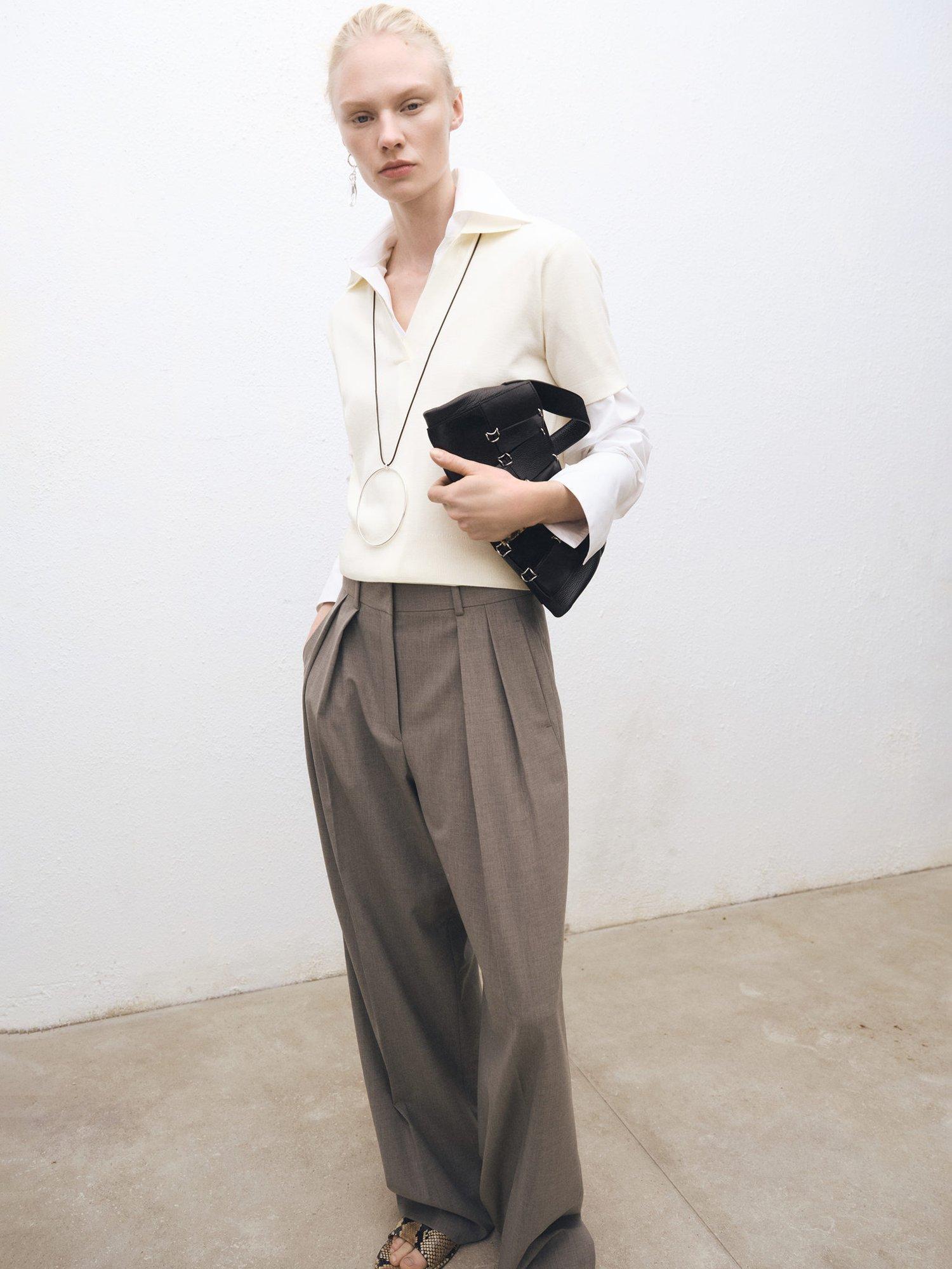 Product image 2 of 7, which shows Mango Kako Wool Blend Knit Polo Shirt, Light Beige, XS