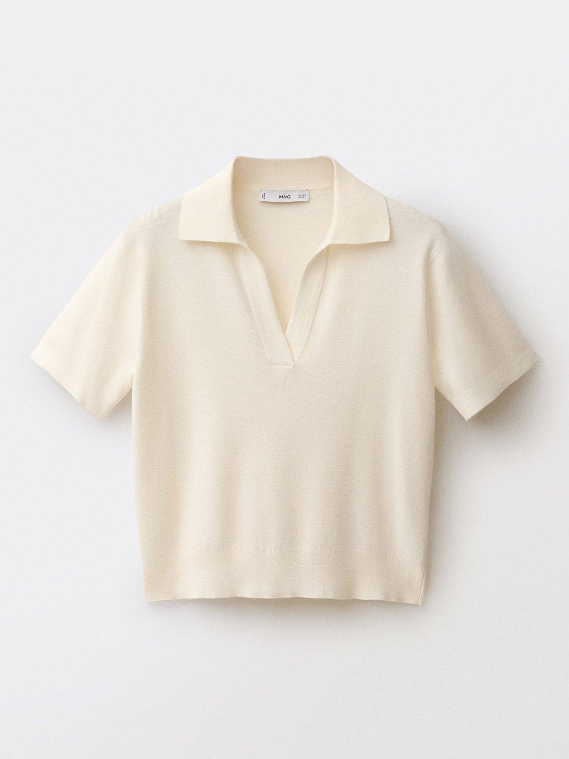 Product image 3 of 7, which shows Mango Kako Wool Blend Knit Polo Shirt, Light Beige, XS