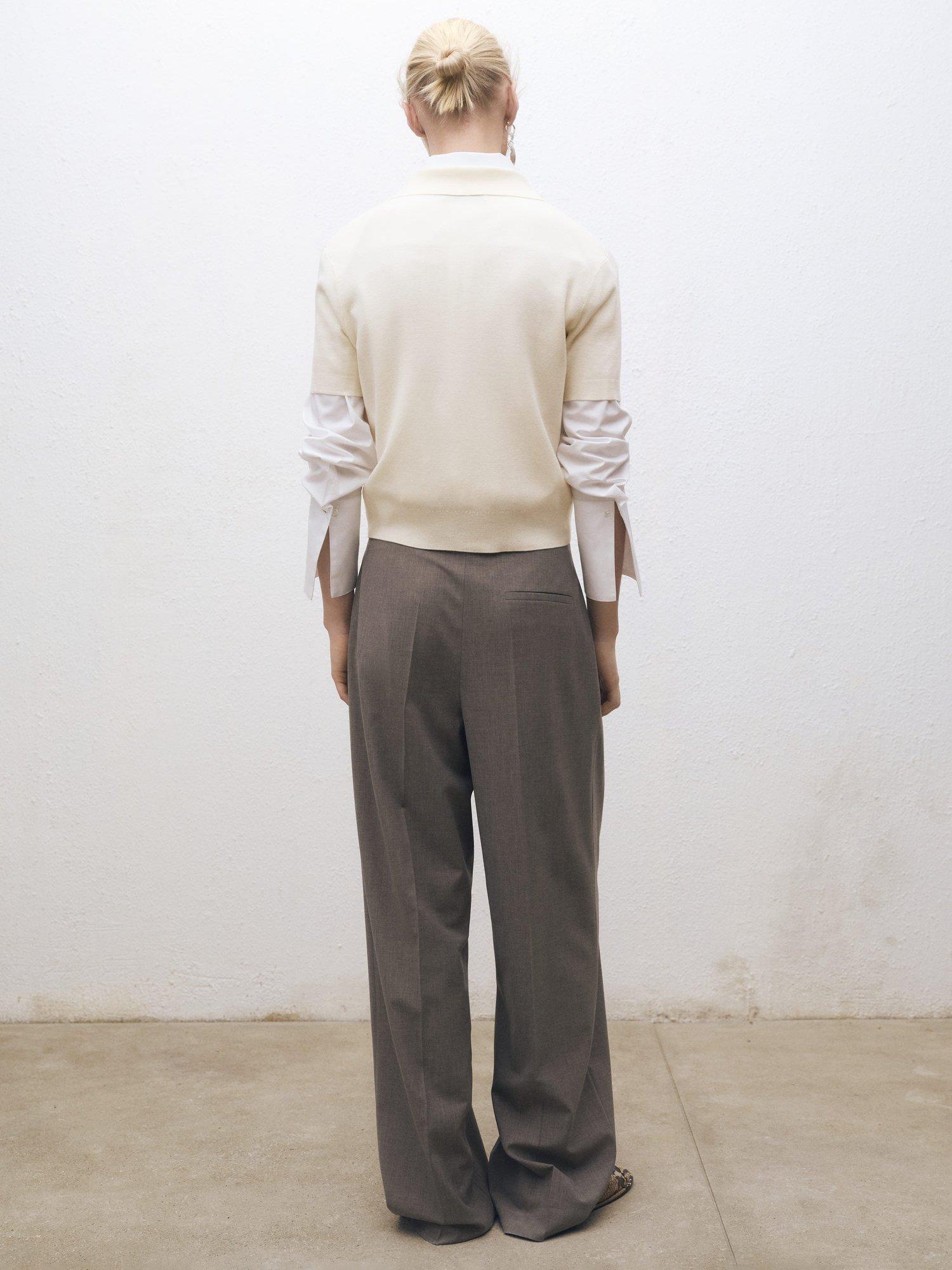 Product image 4 of 7, which shows Mango Kako Wool Blend Knit Polo Shirt, Light Beige, XS