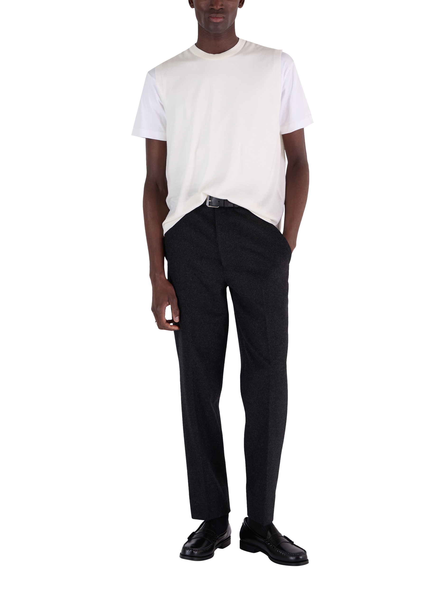 Product image 1 of 7, which shows John Smedley Merino Knitted Crew Neck Tank Top, Snow White/Persian Red, S