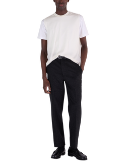 John Smedley Merino Knitted Crew Neck Tank Top, Snow White/Persian Red, Snow White/Persian Red