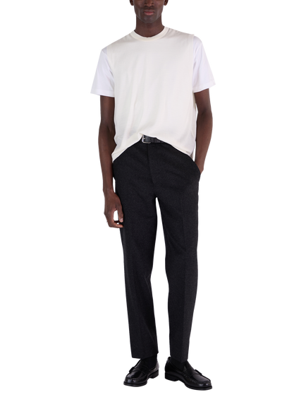 John Smedley Merino Knitted Crew Neck Tank Top, Snow White/Persian Red, Snow White/Persian Red