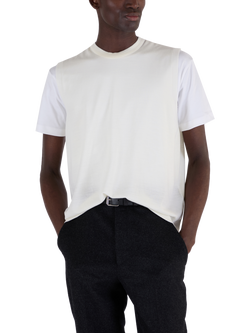 John Smedley Merino Knitted Crew Neck Tank Top, Snow White/Persian Red - view 2, Snow White/Persian Red