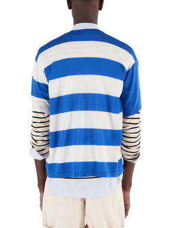 John Smedley Merino Wool Striped Knit T-Shirt, Oceanteal/Snowwhite - view 2, Oceanteal/Snowwhite