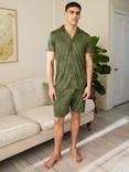 Chelsea Peers Palm Print Short Pyjama Set, Khaki