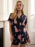 Chelsea Peers Midnight Leopard Maternity Pyjama Set, Navy/Multi