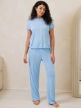 Chelsea Peers Pointelle Long Pyjama Set, Blue
