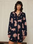 Chelsea Peers Midnight Leopard Nightshirt, Navy/Multi