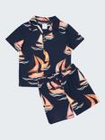 Chelsea Peers Kids' Sail Boat Print Shortie Pyjama Set, Navy