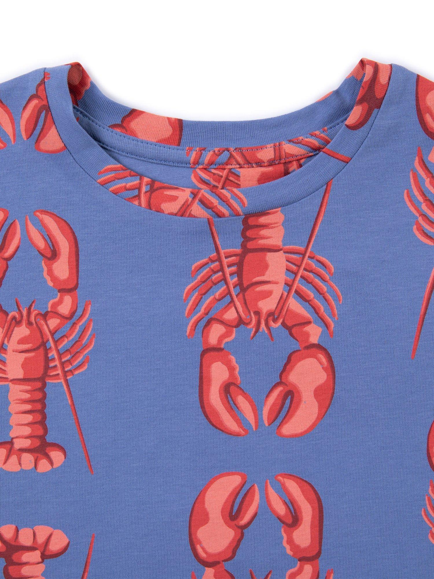 Product image 3 of 3, which shows Chelsea Peers Kids' Lobster Print Pyjama Set, Blue/Multi, 1-2 years
