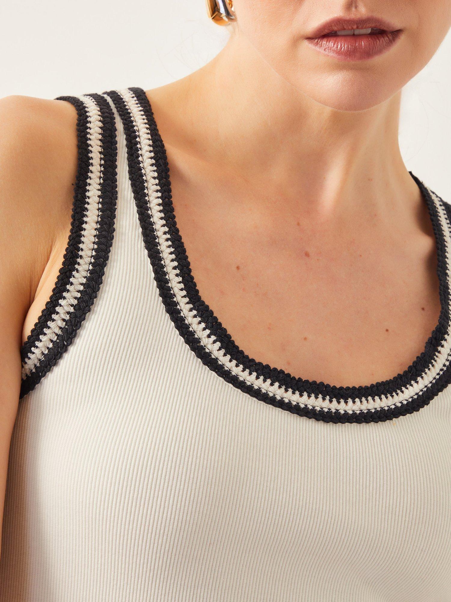 Product image 5 of 5, which shows Monsoon Tate Crochet Tank, Ivory/Multi, S