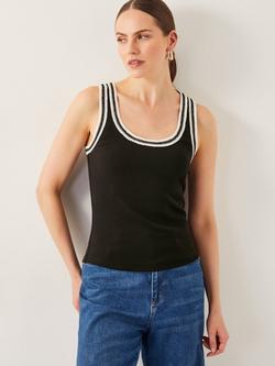 Monsoon Tate Crochet Tank, Black/Multi