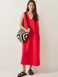 Monsoon Britt Sleeveless Midi Dress, Coral