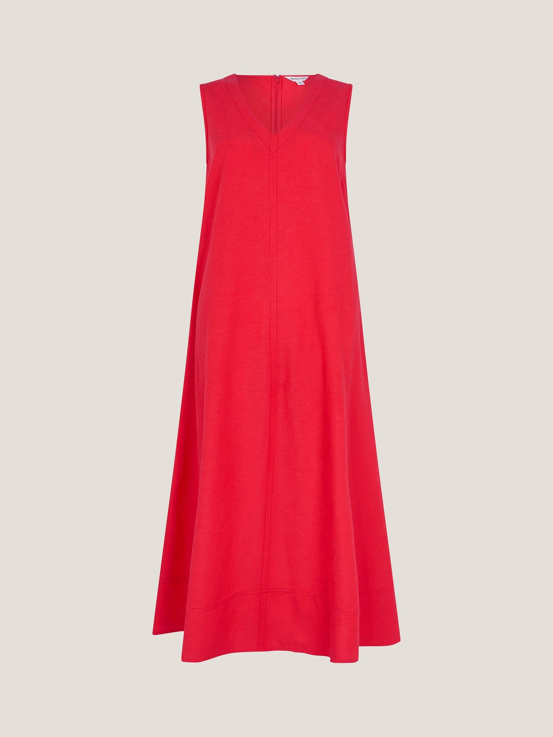 Product image 3 of 5, which shows Monsoon Britt Sleeveless Midi Dress, Coral, L