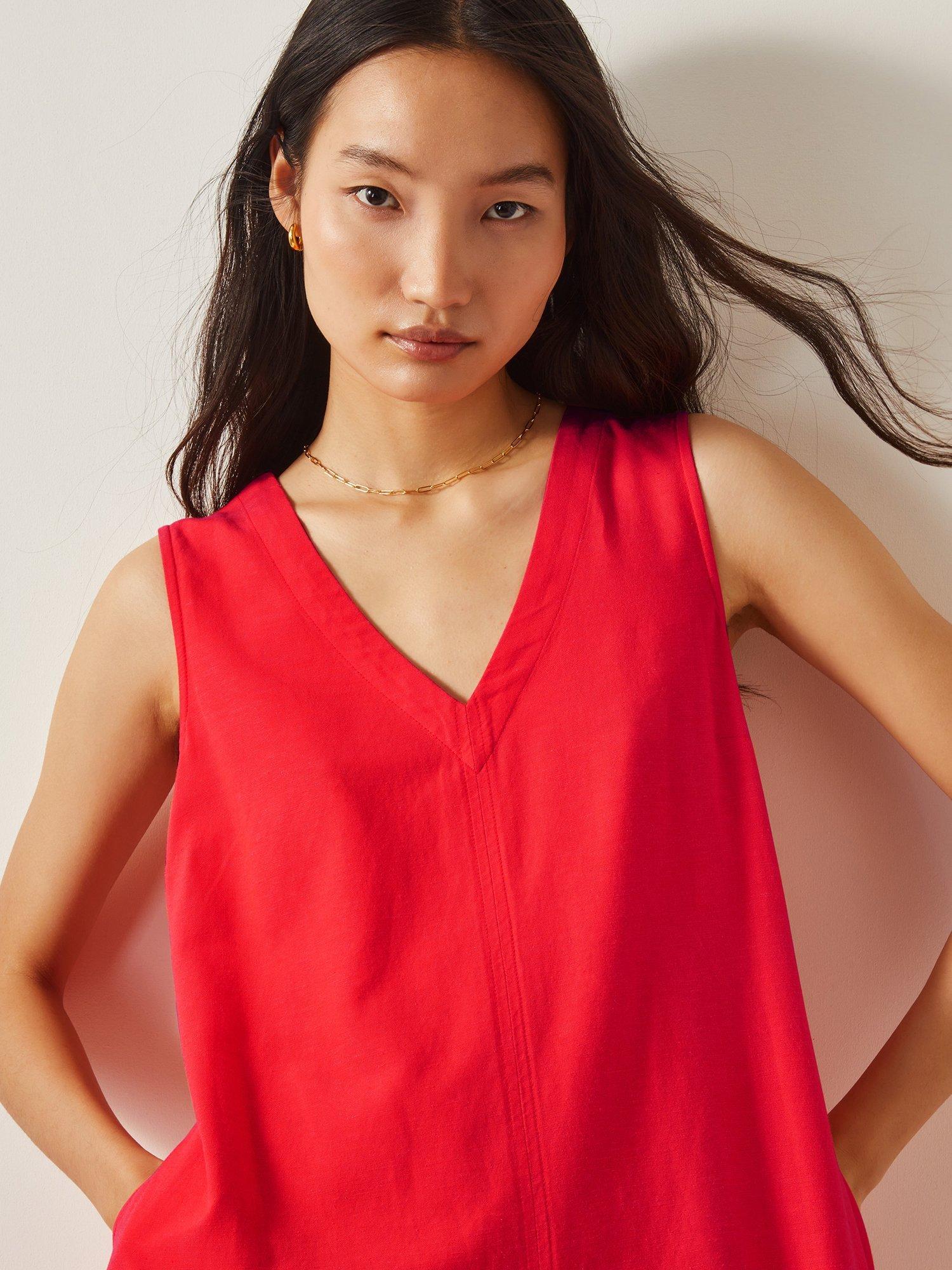 Product image 4 of 5, which shows Monsoon Britt Sleeveless Midi Dress, Coral, L
