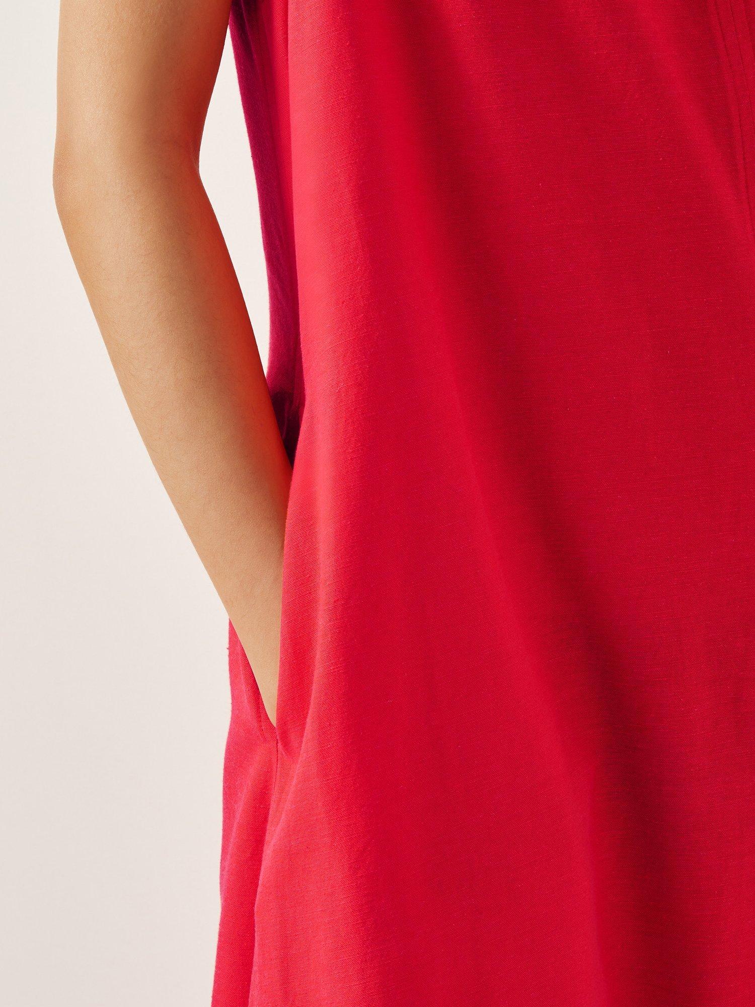 Product image 5 of 5, which shows Monsoon Britt Sleeveless Midi Dress, Coral, L