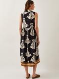 Monsoon Pamela Leaf Pint Midi Dress, Black/Multi, Black/Multi