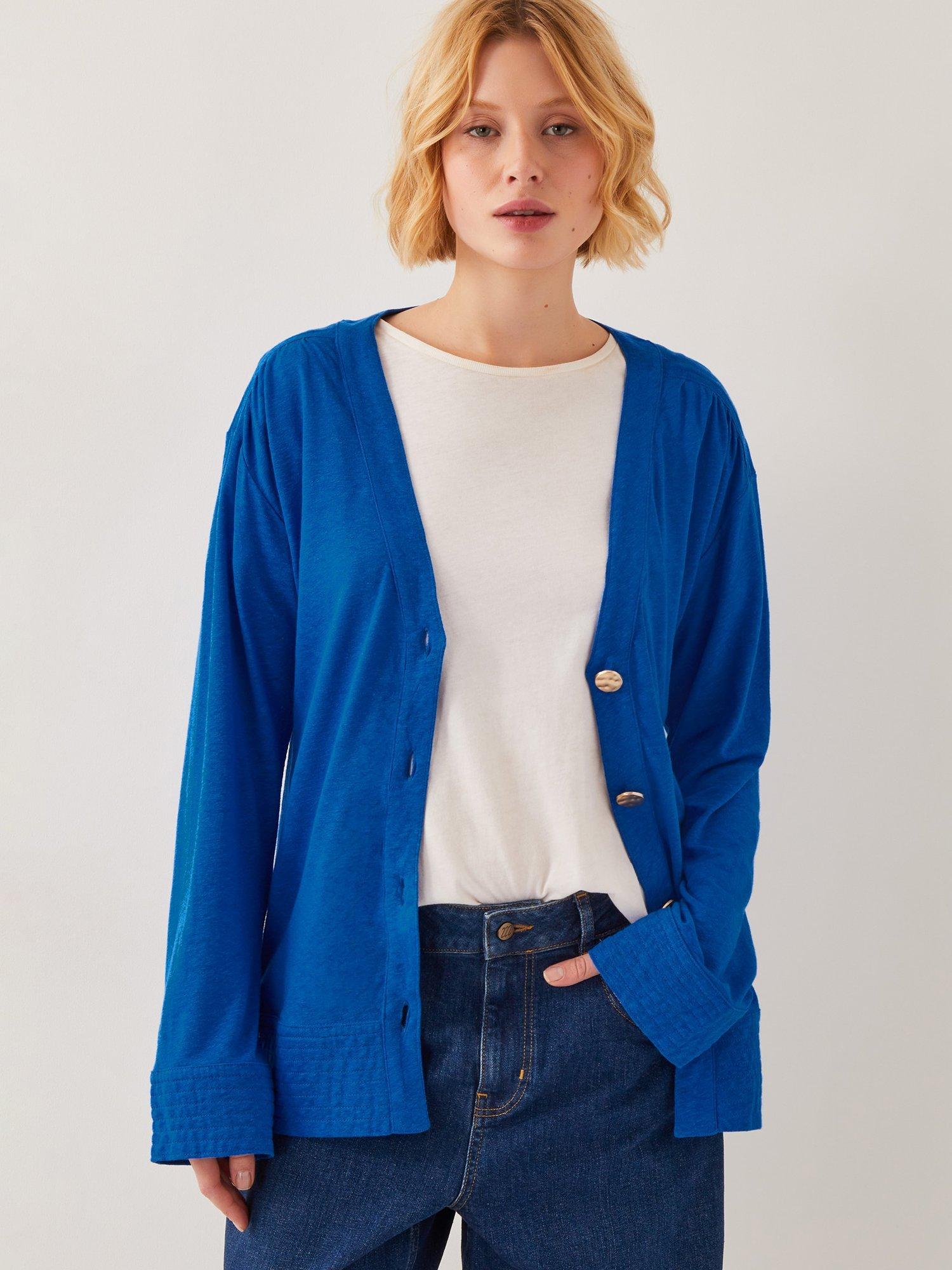 Product image 1 of 5, which shows Monsoon Sky Linen Rich Jacket, Blue, S