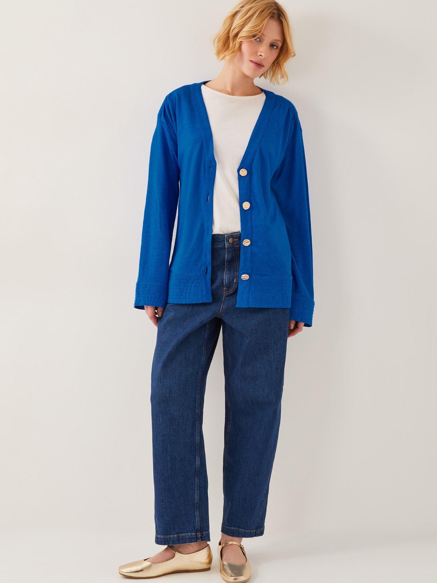 Product image 3 of 5, which shows Monsoon Sky Linen Rich Jacket, Blue, S