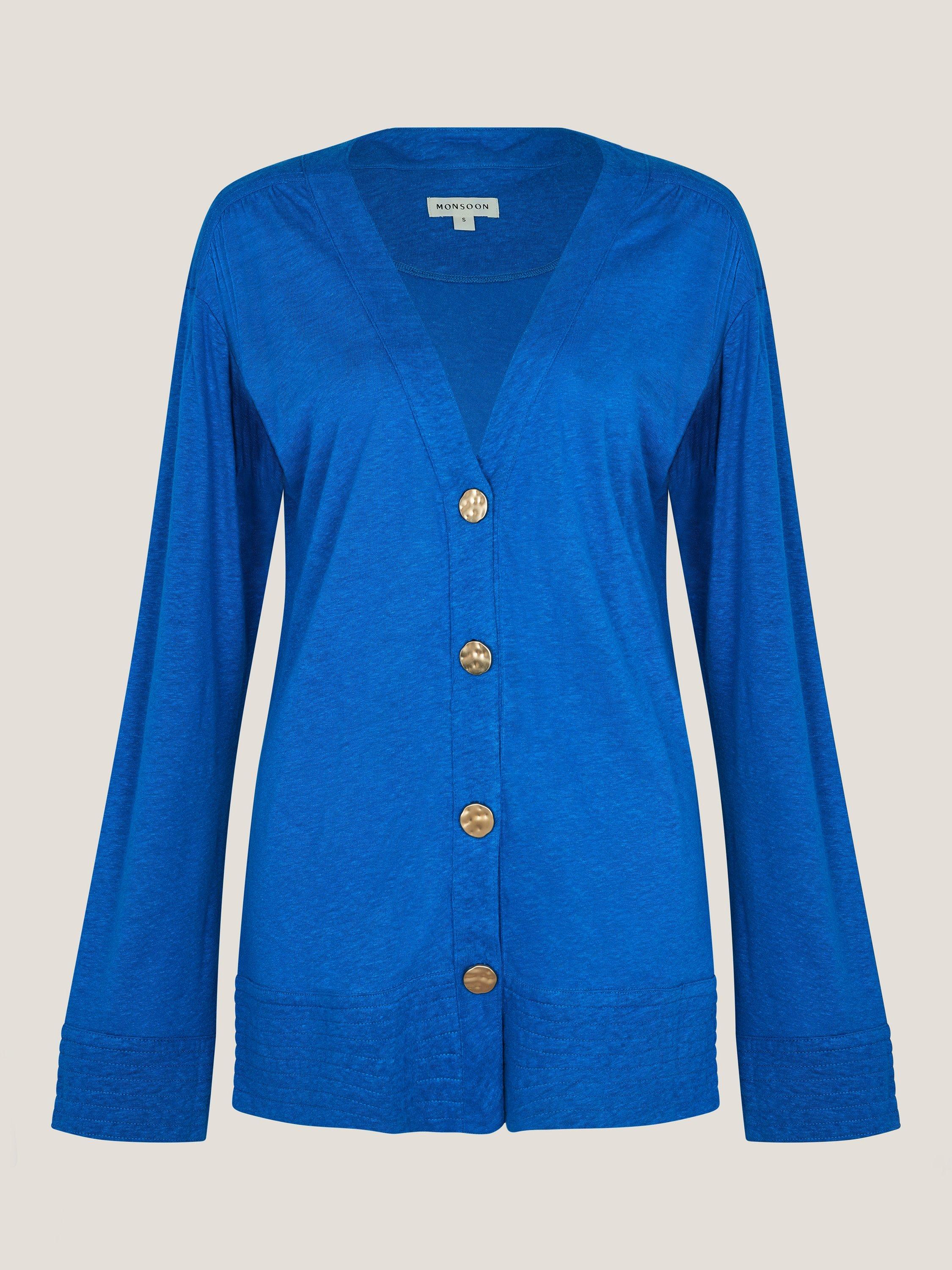 Product image 4 of 5, which shows Monsoon Sky Linen Rich Jacket, Blue, S